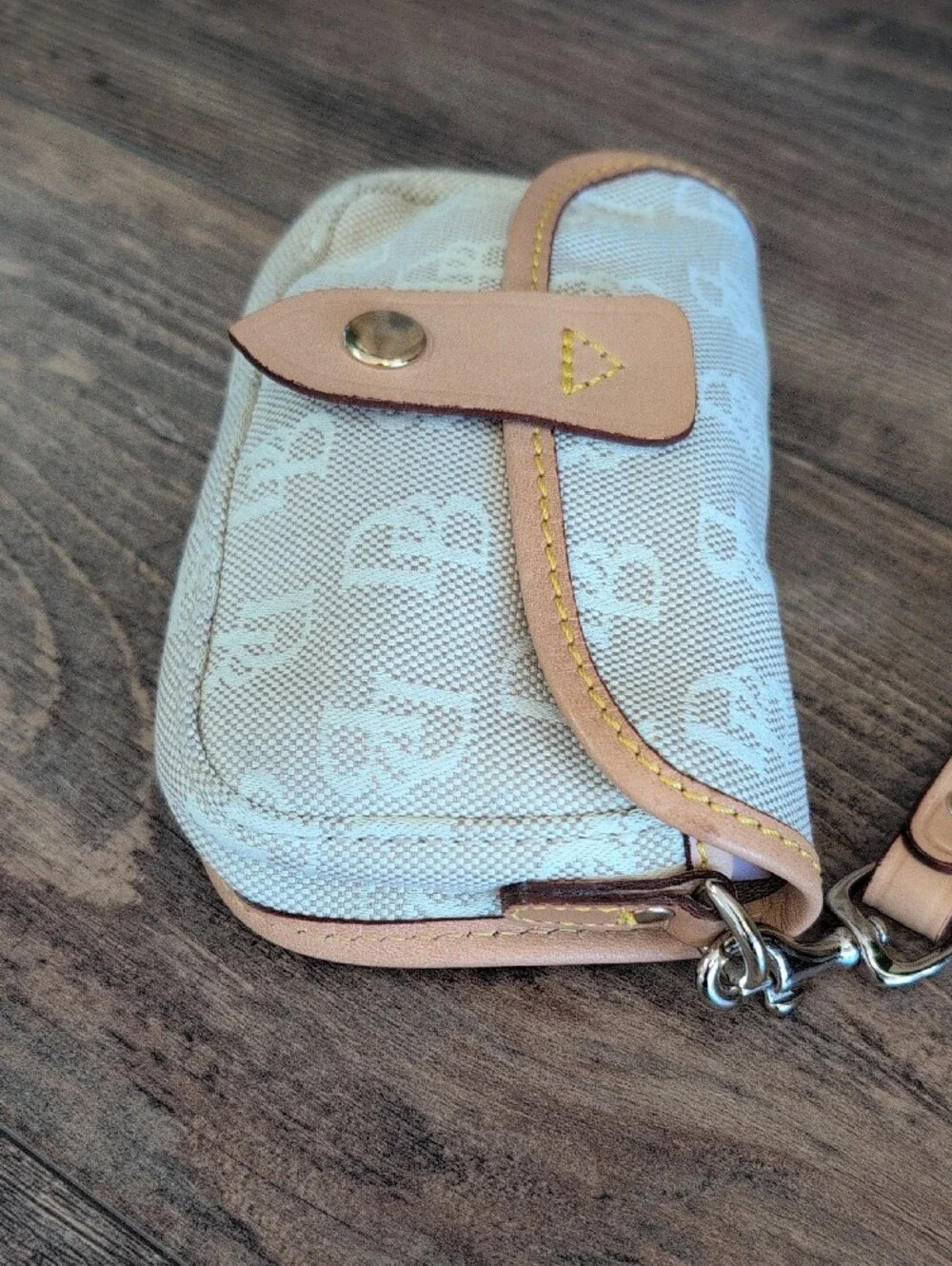 Dooney & Bourke Monogram Canvas Wristlet Clutch with Vachetta Leather Trim  630A